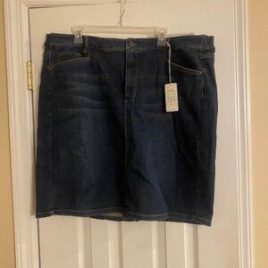 J Jill Women's NWT $89 Blue Denim Stretch Cotton Straight Smooth Fit Skirt Sz 20